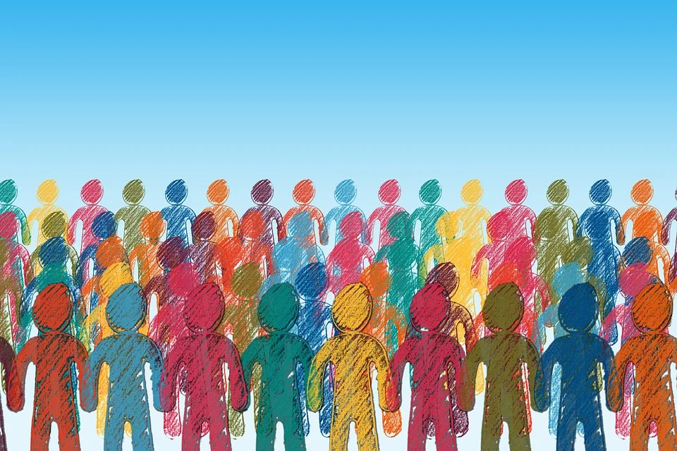 A colourful silhouette illustration of people all different colours matching the Manningaham brand