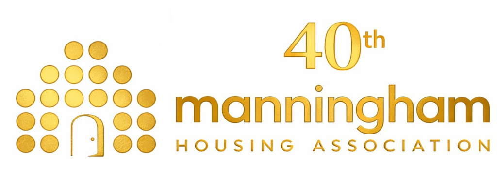 40th Manningham Housing Association logo in gold