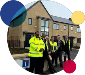 Proud Manningham Housing Association staff visiting the newly built homes they helped bring to life for local families.